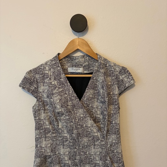 MM LaFleur Felisa Scribble Jacquard Sheath Dress Black Cream 6 - Picture 4 of 10